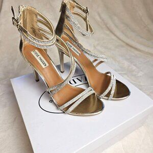 Steve Madden Fiffi Gold Rhinestone Strappy High-Heel 8M